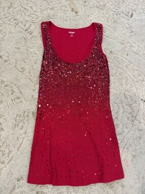 Express Red Sequin Tank Top